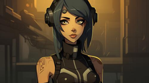 Gwen from total drama island as a cyberpunk character