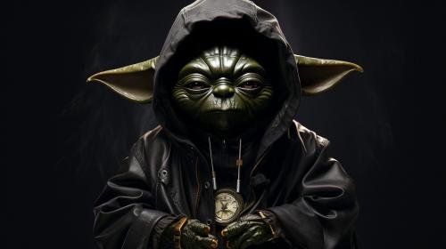 black yoda in the hood