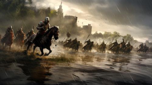 Rain medieval battlefield