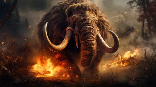 Blazing prehistoric hunted woolly mammthom