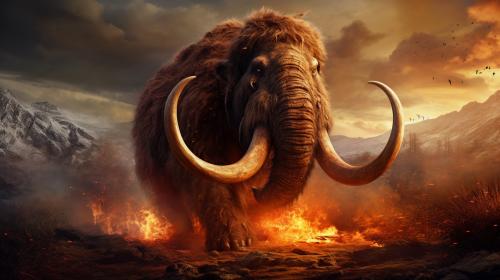 Blazing prehistoric hunted woolly mammthom