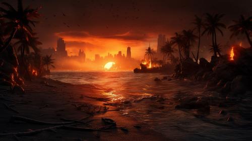 Apocalyptic beach sunrise