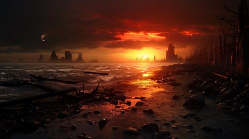 Apocalyptic beach sunrise