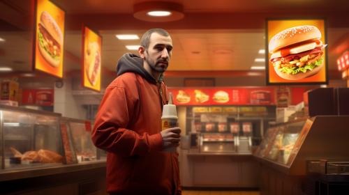 Niko bellic en un burger king