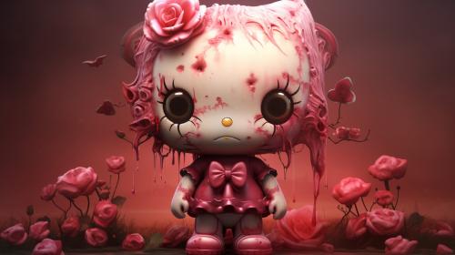 Cute creepy little hello kitty characters and pink