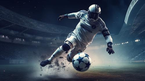 An astronout playing football in space