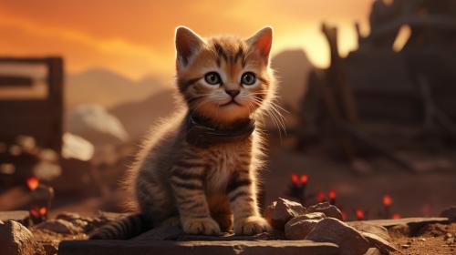 Creey Cute psycho Cats are the last Survivors on earth after they won the last battle against Humans, Predators and Gremmlins.  4k uhd Ultrarealistk cinematic epic