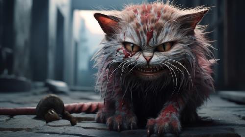 Creepy Cute Cats are the last Survivors on earth after a brutal battle against Humans, Predators and Gremmlins.  4k Ultra realistic Cinematic Epic