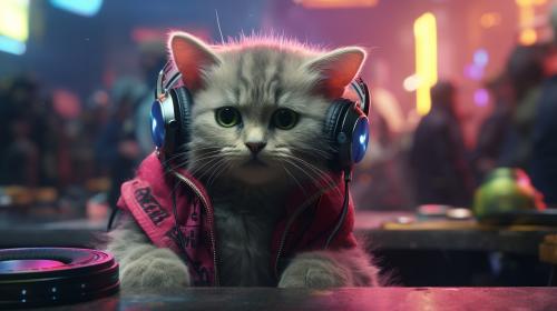 Cute Cyberpunk Cats on a Rave Party 4k Uhd Ultra realistic Cinematic HDR