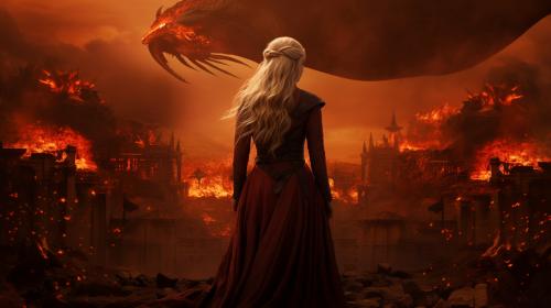 Daenerys Targaryen Drogon Mountain castle fire smoke