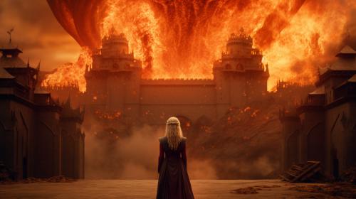 Daenerys Targaryen Drogon Mountain castle fire smoke