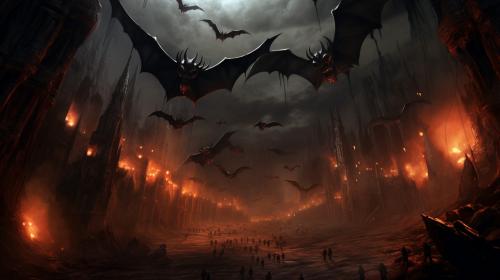 Demonized batman Bats flyingCave