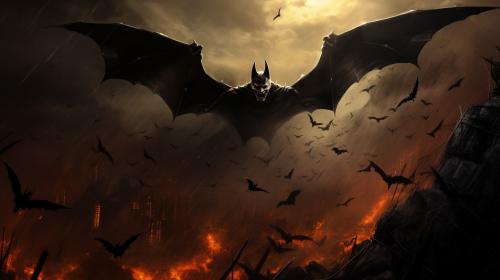 Demonized batman Bats flyingCave