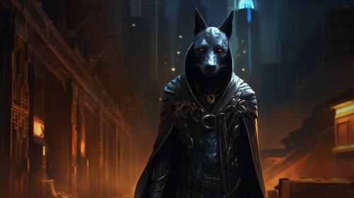 Anubis horror Egipt at night dark priest cyberpunk