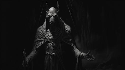 Anubis horror Egipt at night dark priest pencil drawing