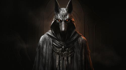 Anubis horror Egipt at night dark priest pencil drawing