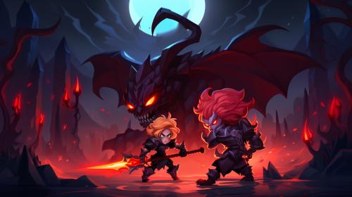 Lord of fear Aspen fighting with devil idle heroes hell style