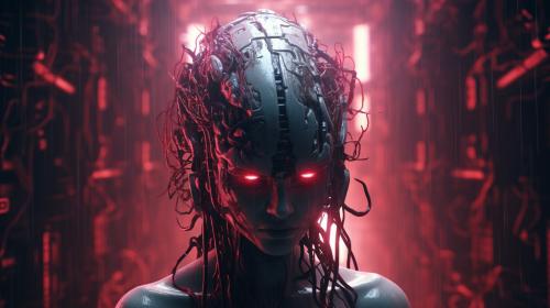 Horus brain damage horror dark style 8k cyberpunk