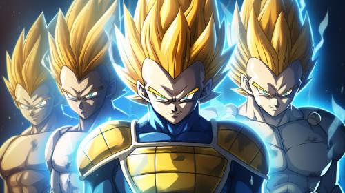 Vegeta side by side with his different super saiyan forms