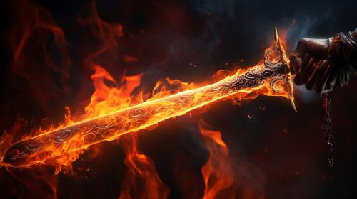 Magic fire black knight sword in hand