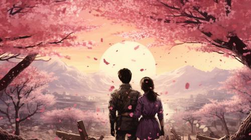 War, peace, cherry blossoms, manga, Japanese