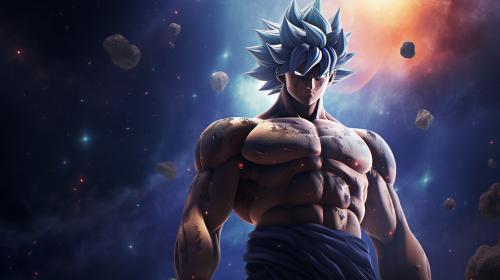 Goku Ultra instinct, HD, Perfect detail, anime accurate, galaxy in background