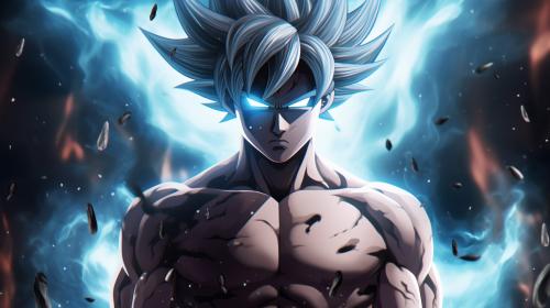 Goku Ultra instinct, HD, Perfect detail, anime accurate, galaxy in background