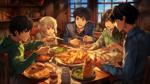 The big three anime's eating together