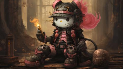 Emo Kirby smoking a joint with Steampunk Hello Kitty