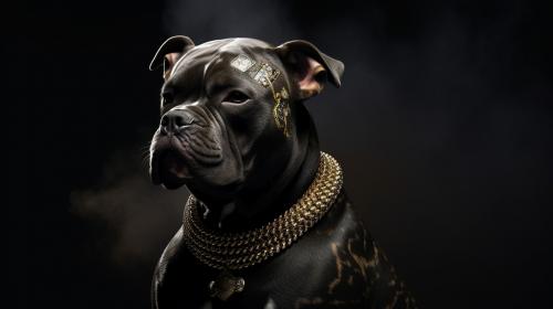 American Bully Pit wearing gold jewlery smoking a blunt