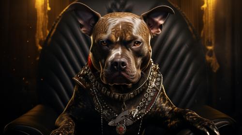 American Bully Pit wearing gold jewlery smoking a blunt