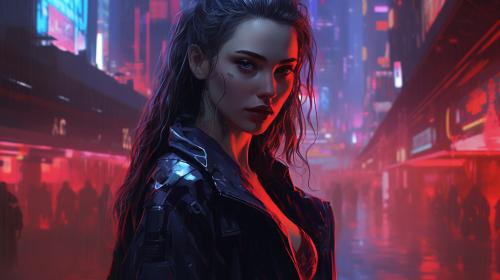 Birthday of a Polish woman in America cyberpunk style