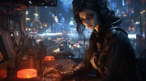 Birthday of a Polish woman in America cyberpunk