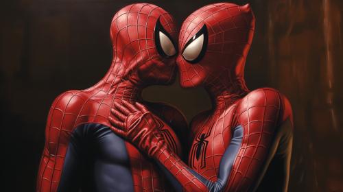 Spiderman silk and Spiderman kissing