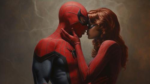 Spiderman silk and Spiderman kissing