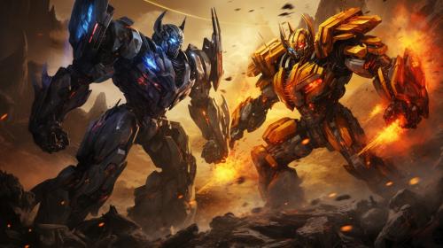 Transformers fighting on cybertron