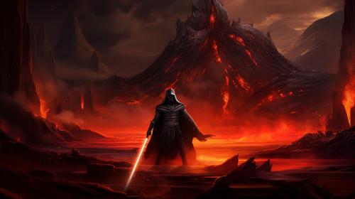 Sith fighting darth Revan on a lava planet