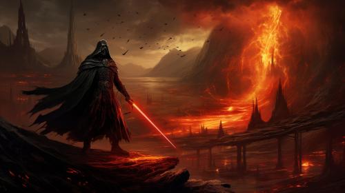 Sith fighting darth Revan on a lava planet