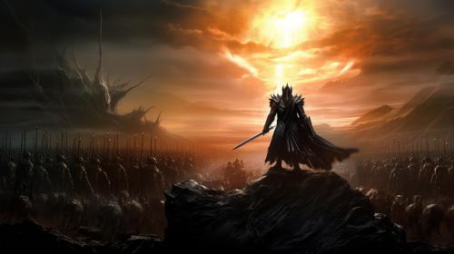 Sauron Fighting an army