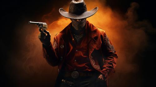 Cowboy devil smokin holding pistol