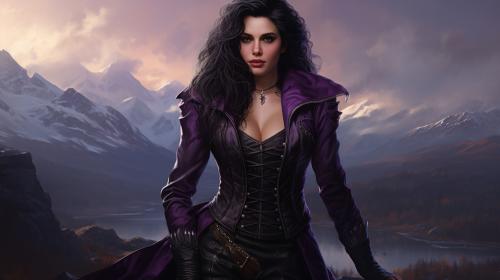 Yennefer of vengerberg, purple magic, full body