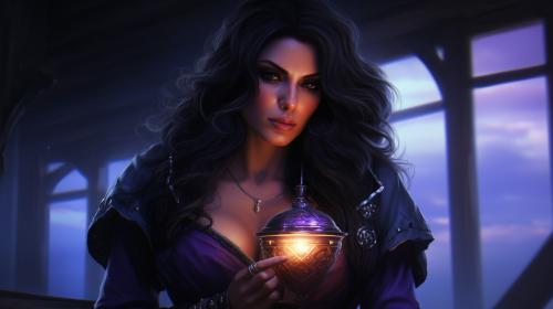 Yennefer of vengerberg, purple magic, full body