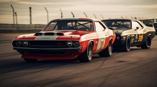 Dodge challenger racing a ford Mustang