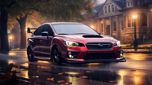 Subaru Impreza in the rain