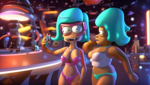 Futurama in space with bikini leela