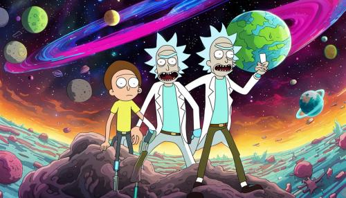 Rick and morty in the space 4k