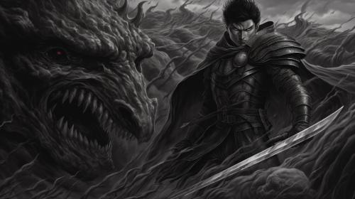 Berserk from the manga fighting monsters