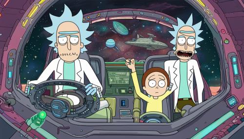 Rick and Morty in their spacecraft