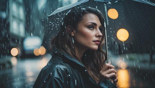 Beautiful lady in the rain