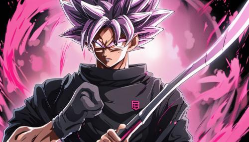 Goku black holding his scythe, pink hair, gray eyes, HD, 4K, Detailed, 